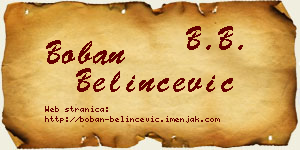 Boban Belinčević vizit kartica